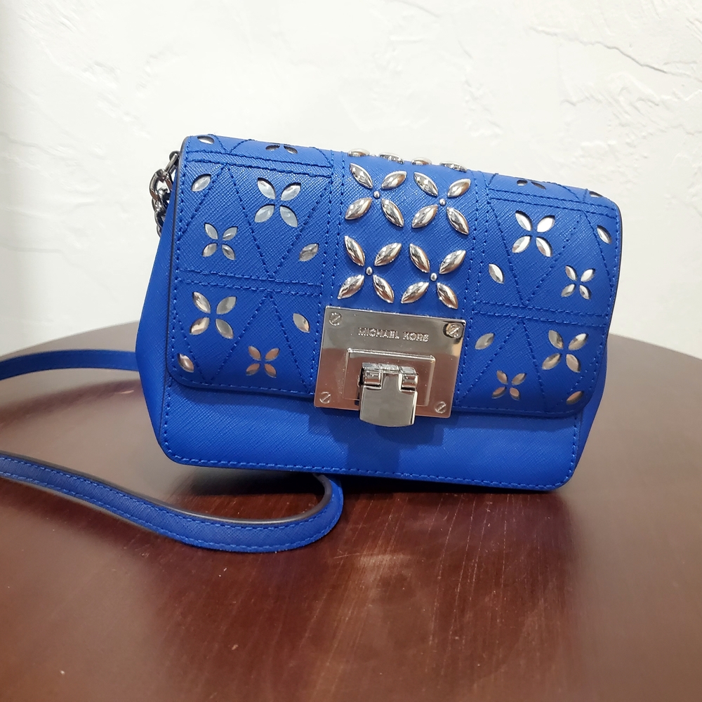 Michael Kors Blue Studded Crossbody Bag
